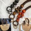 1 Stück Nylon Hanfseil Runde Holzperlen Griffe für DIY Handtasche, Vintage Ethnisch Minimalistischer Stil Geldbörsenkette Ersatzzubehör