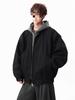 Unisex Autumn/Winter Faux Two-Piece Hooded Cotton Jacket: Loose, Fashionable, Versatile, and Casual.
