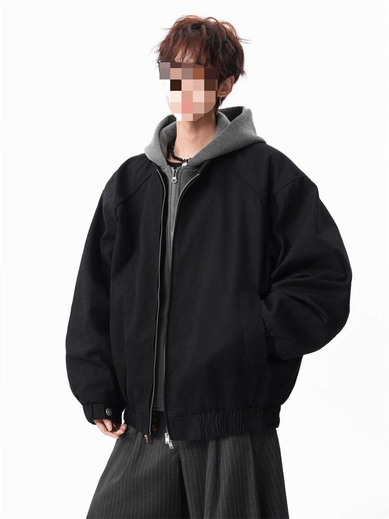 Unisex Autumn/Winter Faux Two-Piece Hooded Cotton Jacket: Loose, Fashionable, Versatile, and Casual.