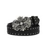 Punk Leather Belt For Men With Rivet Studs And Buckle Casual Waist Accessory For Hip Hop Style