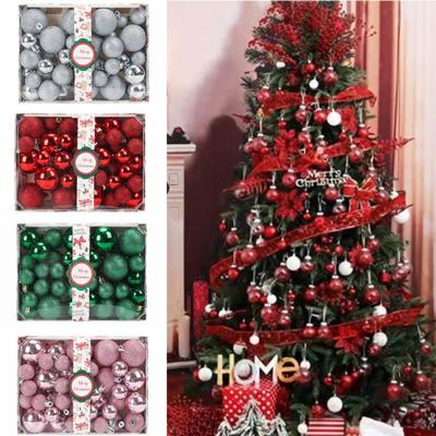 42 Stück Kreatives Weihnachtskugeln-Set Bunt 3/4/5cm Galvanisierte Weihnachtsanhängekugeln Bruchsicherer Kunststoff