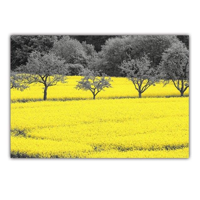 Retro Art Country Style Landscape Canvas Painting Rape Flower Sea Poster Office Wall Painting Living Room Home Decoration Mural No Frame