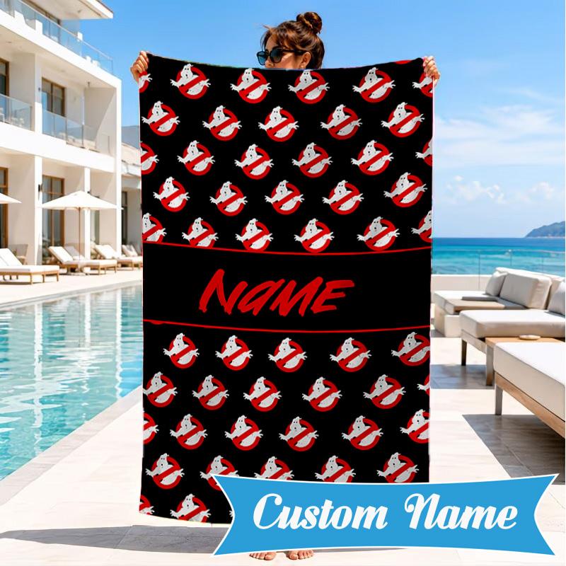 Custom Name Ghost Commando Team-Up Beach Towel Microfiber Beach Towel, Lightweight and Quick-Dry, for Summer Travel, Swimming Pool Gift
