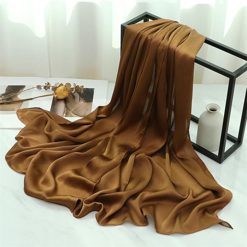 Headscarf Solid color silk scarf Basic versatile scarf Women's smooth crepe travel scarf Xizang travel shawl