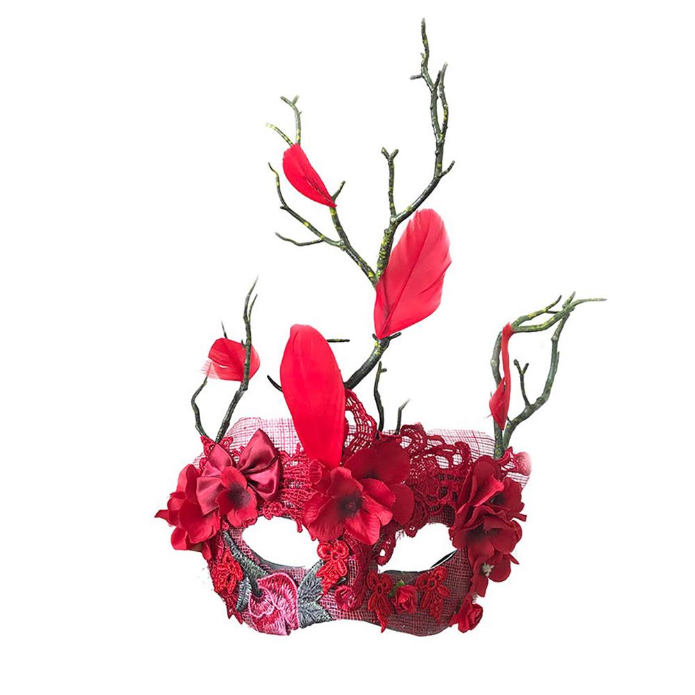 Maskenballmaske für Damen Venezianische Masken Weihnachten Damen Blumen Halbgesichtsmasken Augenmaske Cosplay Spitze Blumenastmaske