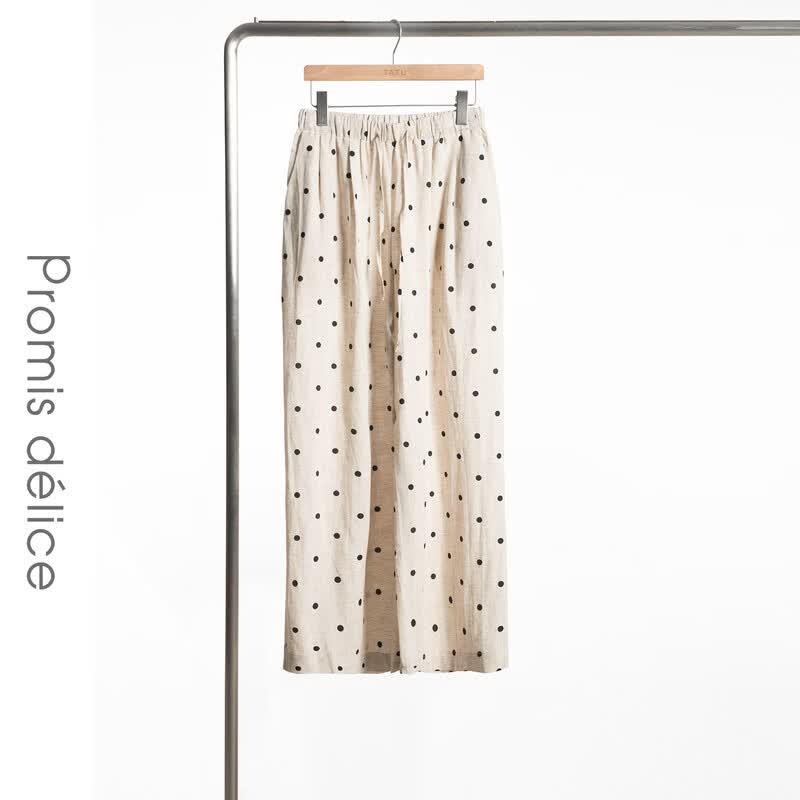 Relaxed Lyocell Polka Dot Drawstring Trousers S