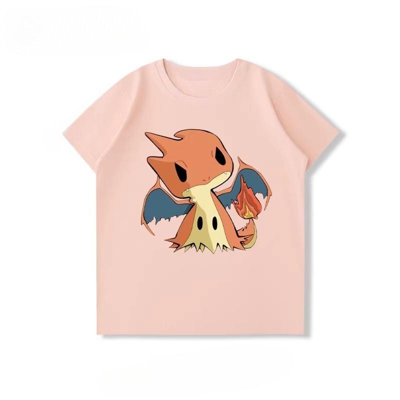 Potdemiel  100 Cotton Childrens Summer New TShirt with Pikachu Print Unisex Comfortable and Breathable Childrens TShirt