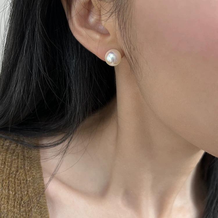 Akoya Sea-Inspired High Shine Pearl Earrings with Silver Posts