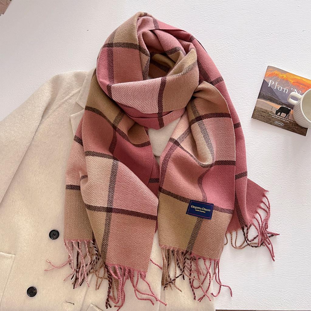 100 Color Autumn Winter Classic Plaid Scarf Women Cashmere Tassels Scarves Thickened Warm Shawl Windproof Pashmina Neckerchief