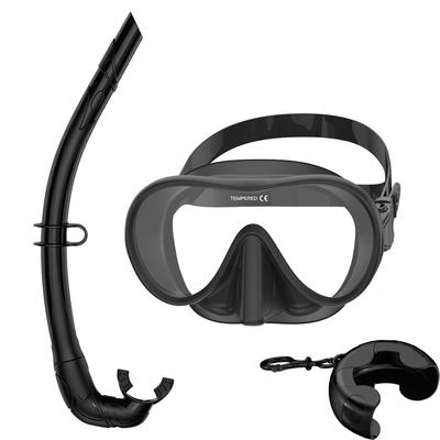 HD Panoramic Frameless Diving Mask Wet Snorkel Set With BC Poctet Ultra Wide View Tempered Glass Swimming Goggles for Adults