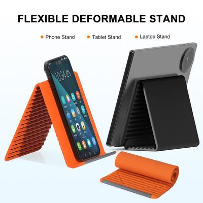 Flexible Phone Stand Foldable Silicone Desktop Tablet Laptop Stand Portable Adjustable Universal Holder For Travel Workspace Bed