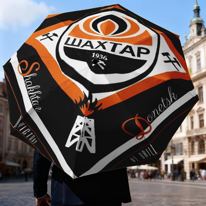 Ombrello Pieghevole Design Stemma Shakhtar Donetsk, Ombrello Automatico 8 Stecche per Viaggio, Uso Campeggio Regalo per Halloween Natale