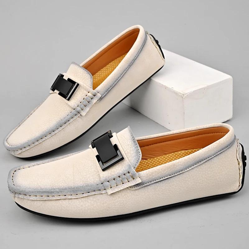 Suede Leather Mens Driving Footwear Slip On Man Formal Shoes High Quality Men Shoes Driving Lazy Loafers Moccasins Big Size 49