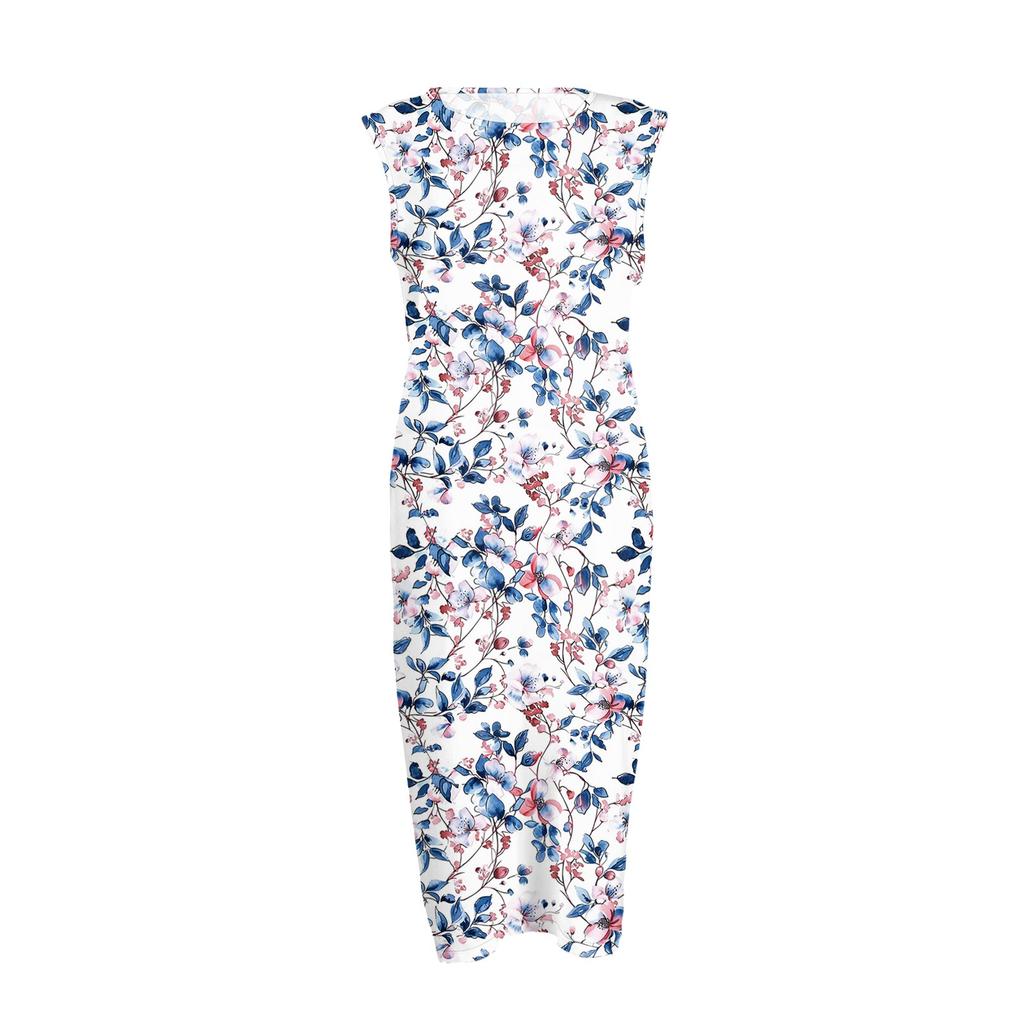 Women's Fashion Casual Sleeveless Round Neck Floral Elegant Temperament Dress
