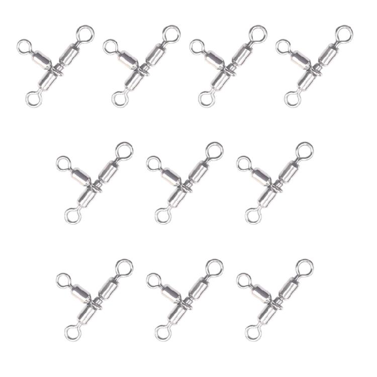 10pcs Saltwater Fishing Rolling Swivels Fishing Rig Line Connector Fishing Tackle Accessories Rotating Crossline Swivels