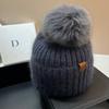 Flowers and Junior Star Rabbit Hair Knitted Hat Icelandic Fox Hairball Ear Protector Winter Thickened Warm Wool Hat