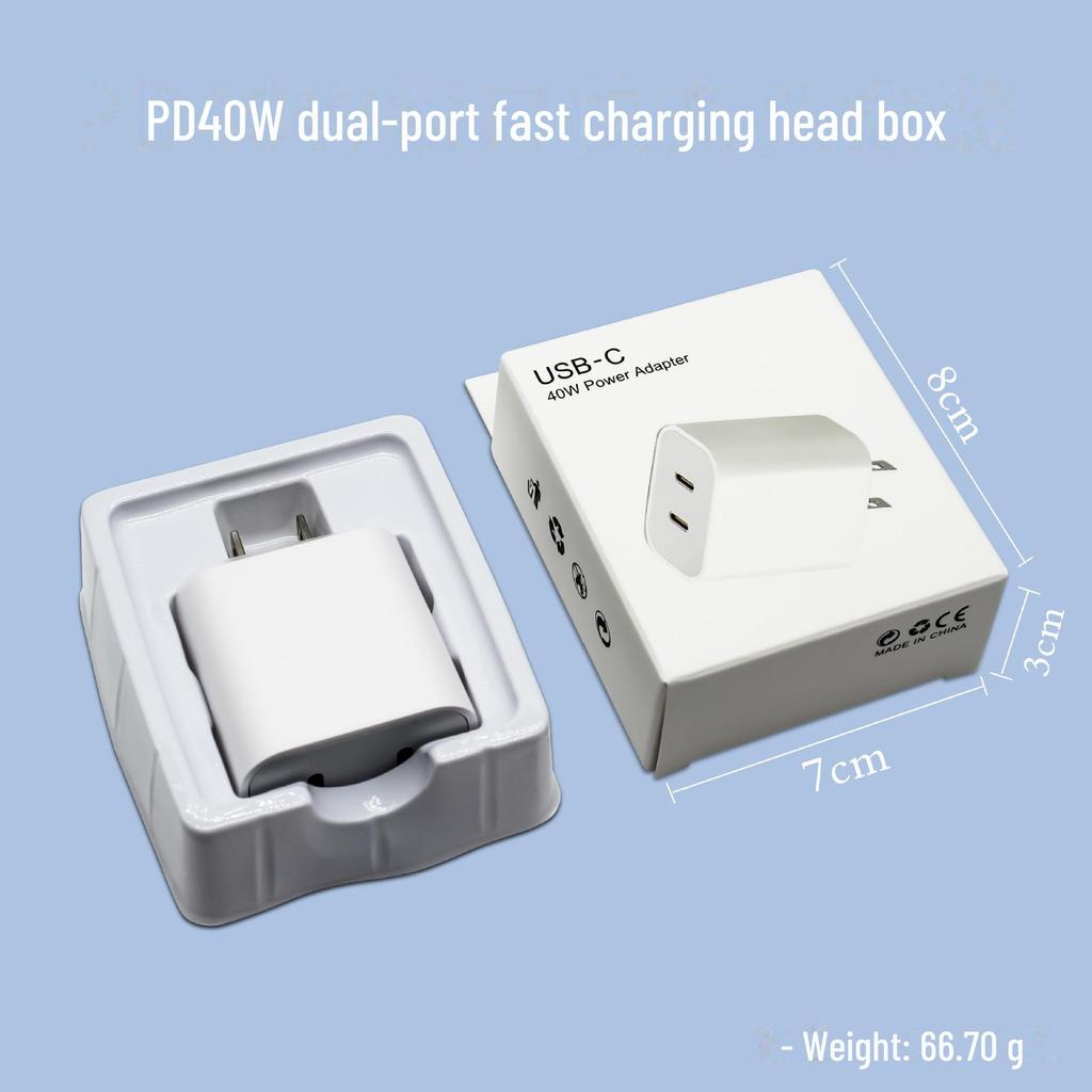 "40W Dual USB-C Fast Charger for Apple Devices 8-16, 30W US Standard Dual Port Fast Charging"