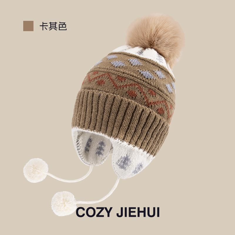 Autumn and Winter Children's Knitted Hats Boys and Girls Winter Wool Ear Caps Warm Casual Cold Wool Caps