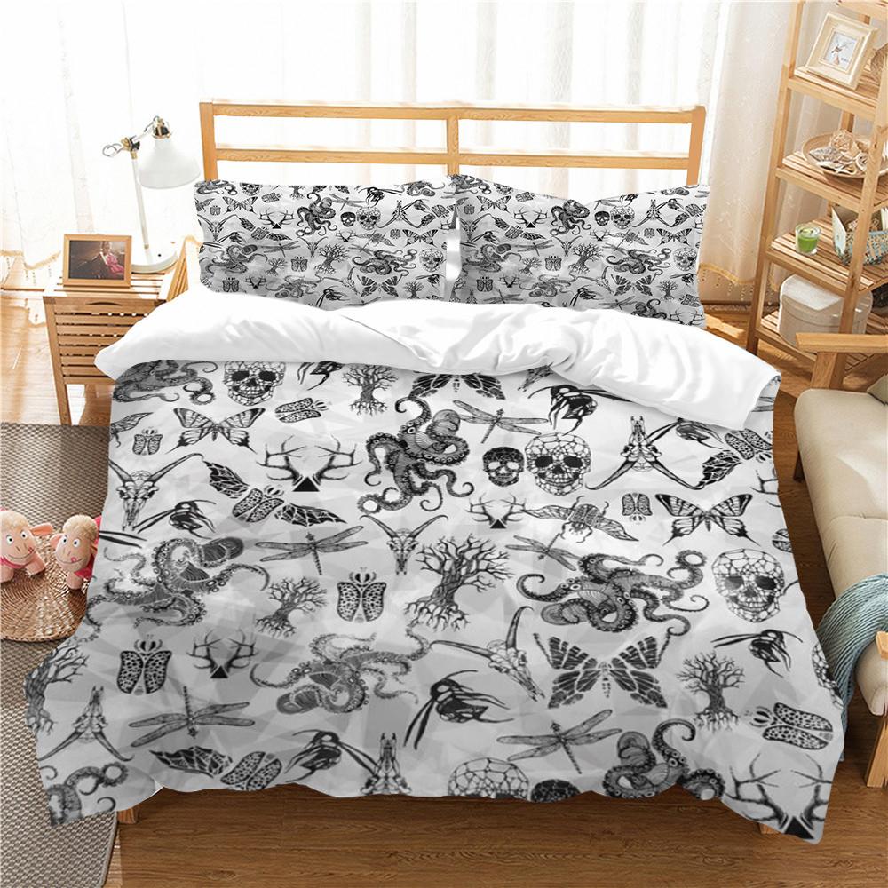 

Пододеяльник с принтом черепа, комплект постельного белья, высококачественный домашний текстиль, крутой пододеяльник, комплект постельного белья одного размера для детей и взрослых EU Single 135x200cm