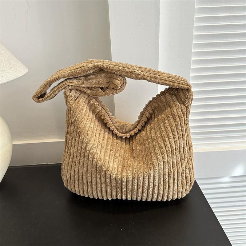 

Women s Corduroy Tote Bag, Large Capacity Solid Color Shoulder Purse, Casual Versatile Daily & Commuter Handbag дубильна кора