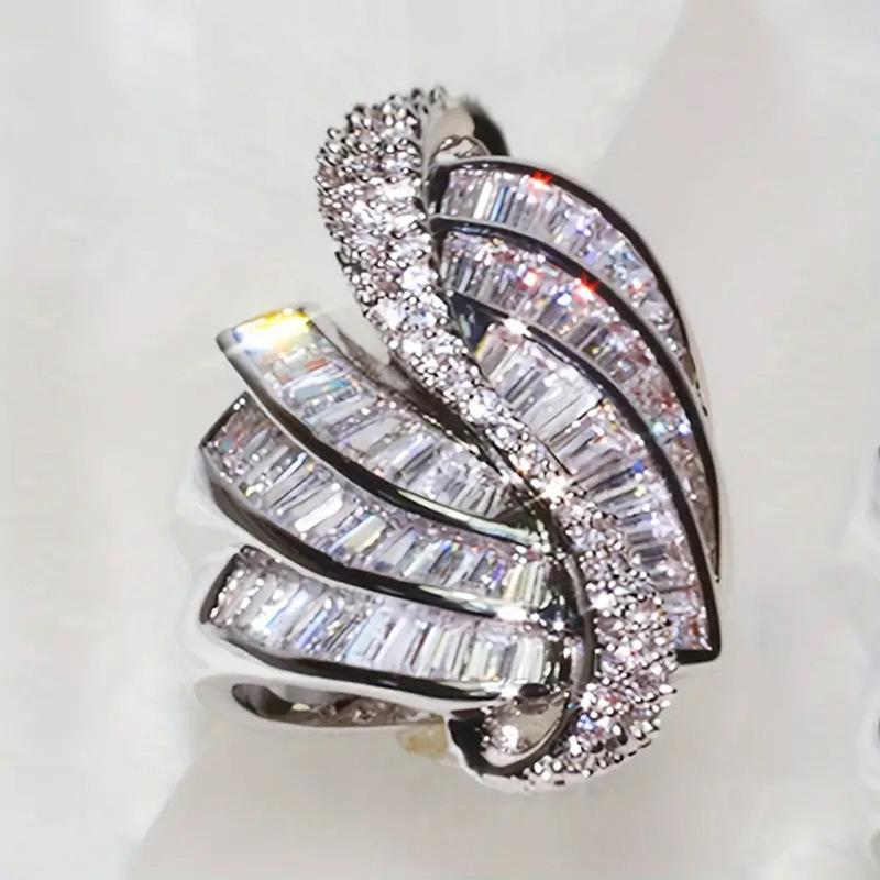 

2026 New Exaggerated Personality Geometric Ring Women s Fashion Art Line Single Ring Fashion Elegant Zircon Accessories 6