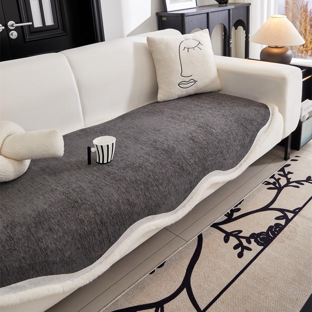 Sofa Covers Super Soft Plush Sectional Couch Fuzzy Furry Non Slip Sofa Slipcover Furniture Protec Irregularity Cushion Carpet