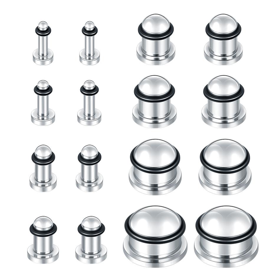 1Pair Stainless Steel Ear Tunnel Earring Plug Gauges Expander Stretcher Ear Taper Body Piercing Jewelry 1.6mm-16mm