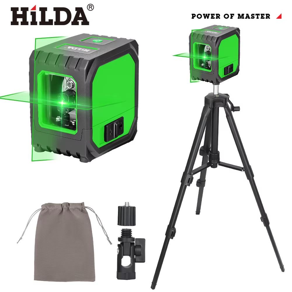 HILDA Green Laser Level with Self-Leveling and Crosshair, Mini Size, USB Rechargeable