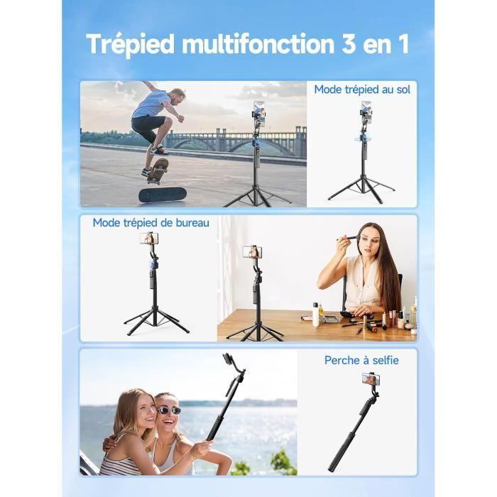 Trépied Suivi Automatique,Rollei Easy Creator Tripod Support Téléphone Suivis Visage Perche Selfie Extensible 38163cm Avec Téléc