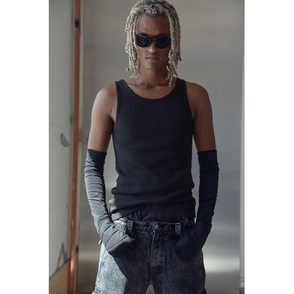 H M sliM Fit Ribbed Sleeveless Top Black