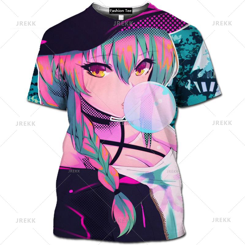 Japan Anime Kawaii T Shirt 3D Printed Sexy Senpai Girl Short Sleeved Hentai Bikini Ropa Hombre Men Casual Cosplay Loli Waifu Tee