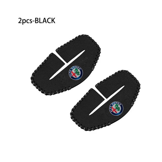 

2pcs Car Seat Belt Buckle Cover Leather Protector Anti-collision Case For Alfa Romeo Mito Brera 147 Giulietta Sportiva Giulia чёрный