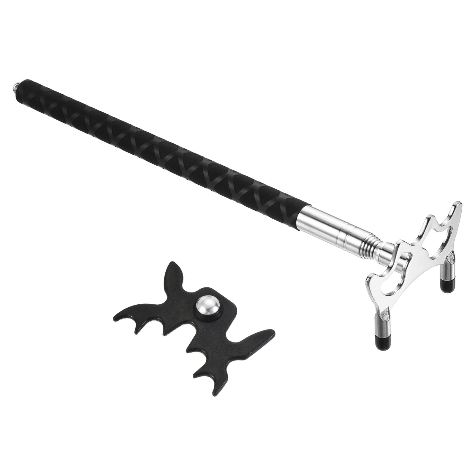 

PATIKIL Телескопический мостик для бильярдного кия, аксессуары для пула, со съемной металлической низкой головкой-мостиком для соревнований на бильярдном столе, серебристый/черный