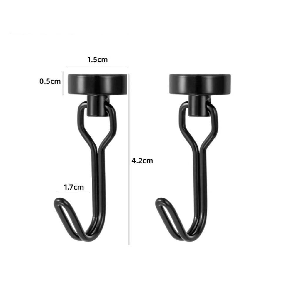 2pcs New No Drill Magnetic Hook 360° Rotating Black/White Fridge Magnet Hook Heavy Duty Kitchen Organizer Hangers Home
