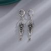 Gothic Distressed Skeleton Hoop Earrings - Retro Halloween Bone Jewelry
