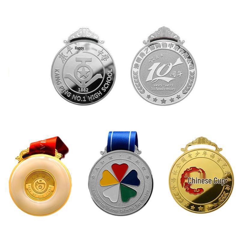 Custom Marathon Commemorative Medal with Baked Paint Finish for School Sports Events