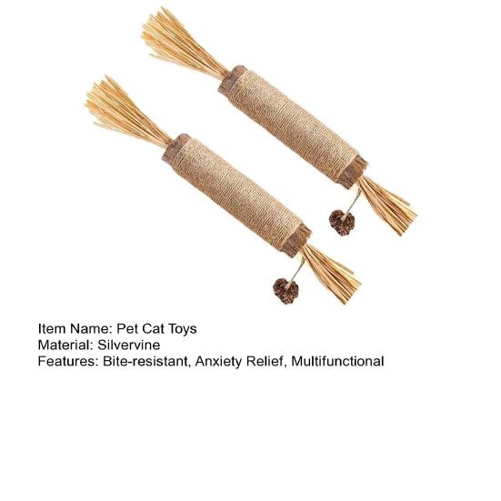 2 Adet Kedi Otu Çubukları Kedi Oyuncakları, Doğal Yavru Kedi Diş Çıkarma Çiğneme Oyuncakları, Yavru Kedi ve Kediler İçin Sisal Sarılı Kedi Nanesi Oyuncakları, Diş Temizleme İçin Ahşap Alet