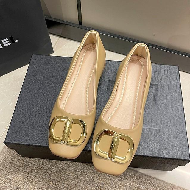 Versatile Flat Bottom Square Head Single Shoes Women's Spring Models New Gentle Evening Shallow Mouth Scoop Women's Shoes