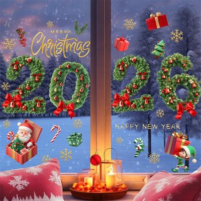 Weihnachten WeihnachtsmannWeihnachtsgeschenk 2026 Kombinationswandaufkleber Fensteraufkleber Neujahrsaufkleber