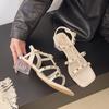 Fashion The 2025 Summer New Collection of Sandals Features A Rivet One-line Fashion Square Toe French Fairy Roman High Heels