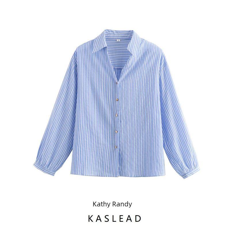 Kaslead New Arrival Women's Fashion Style Fashion Casual Minimalist Long Sleeve Lapel Shirt 4387033