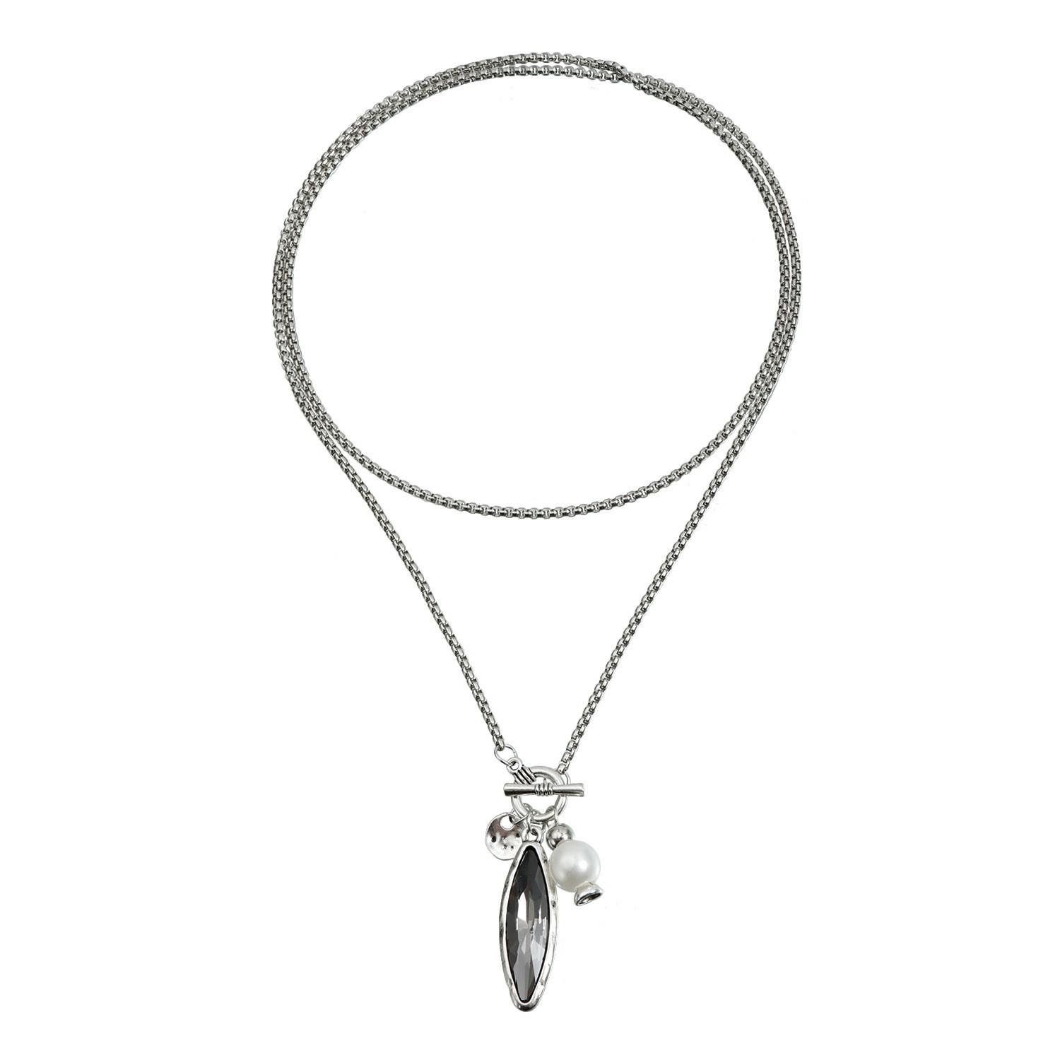 Женское геометрическое граненый черный бриллиант ожерелье: Модная зимняя цепочка для свитера