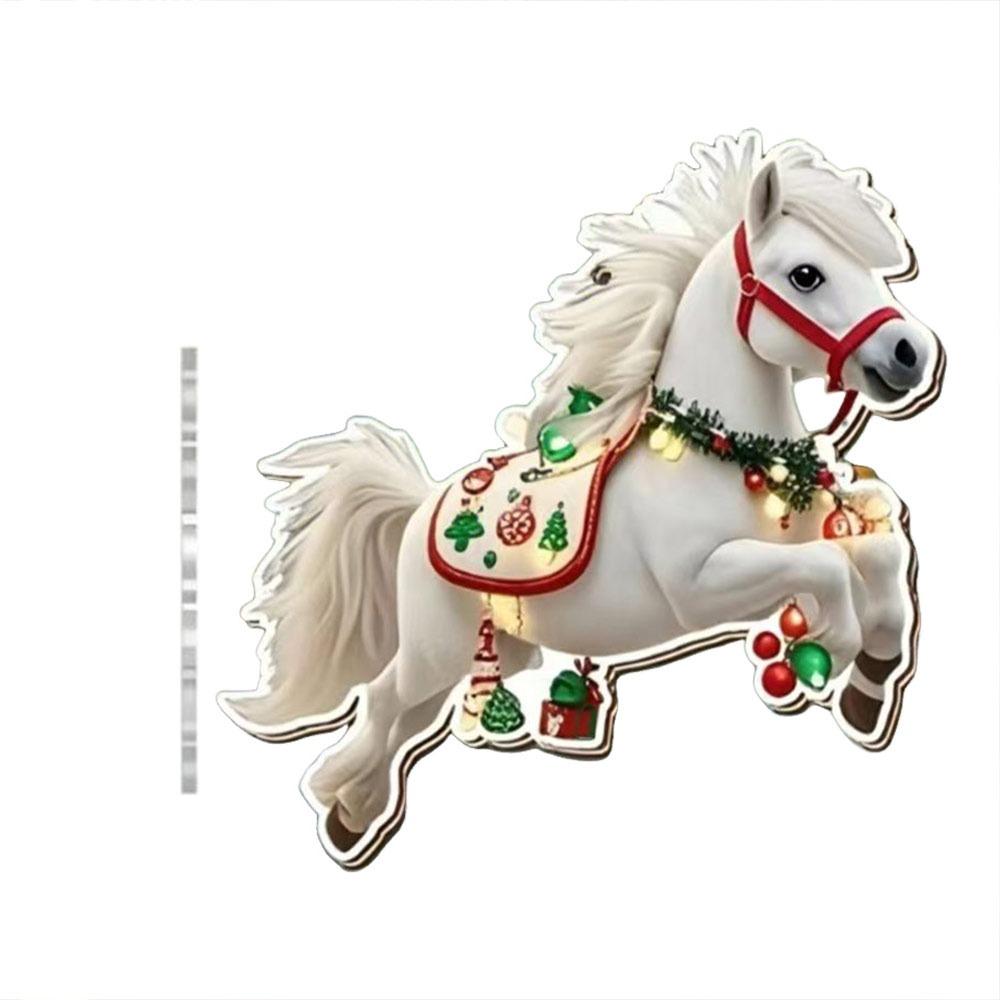 Party 2D Flat Christmas Hanging Pendant Ebony Horse Majesty Acrylic Horse Pendant Xmas Tree Hanging Ornament Navidad Decor