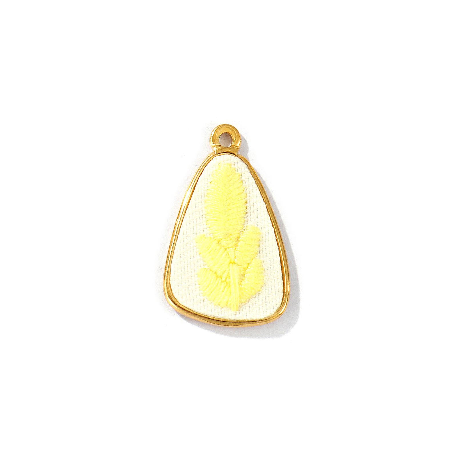 

2Pcs Multicolor Flower Embroidered Charms 304 Stainless Steel 18K Gold Plated Geometric Pendants For DIY Necklace Jewelry Making