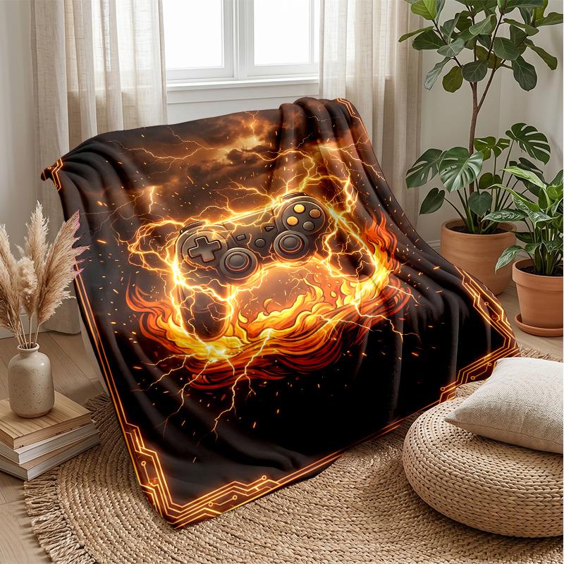 Gaming Controller with Colorful Splatter Theme blanket Lightweight Warm Flannel Blanket Decorative Throw Blanket for Home Decoration