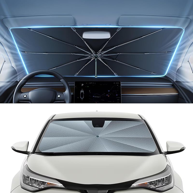 Autorder Windshield Sun Shade Umbrella For -2025 Toyota RAV4 Accessories,Upgraded Ice Crystal Material,Easy Setup Umbrella Sunshade For Car