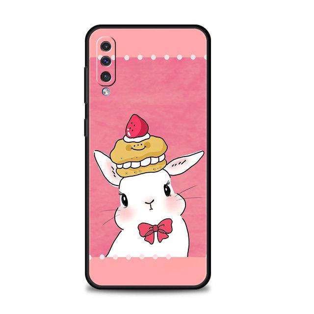 Pouzdro Flower Love Pink roztomilý králík pro Samsung Galaxy A70 A70s A50 A30s A04s A20s A20e A02 A02s A03 A04 A03s M52 A42 M31 kryt