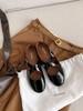 Spot Sheepskin Version~ Grape Mother Same Cross-strap Silver Round Head Mary Jane Women's Shoes Light Mouth Flat Sole Shoes