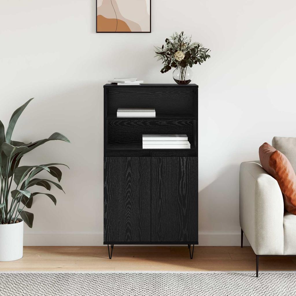 Highboard Black 60 X 36 X 110 Cm Particleboard