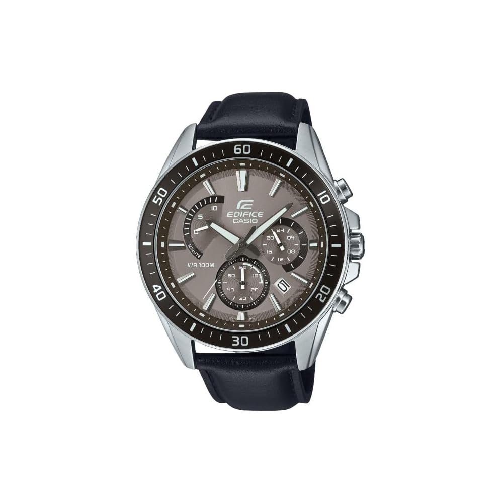 Casio Edifice EFR-552L-5A 100m Water Resistant Chronograph Brown Leather Strap Men s Watch